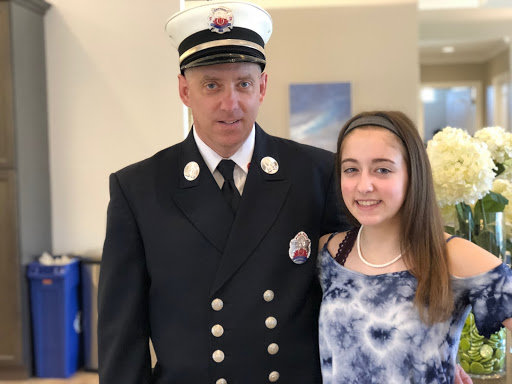 Richard Stack in uniform with his daughter