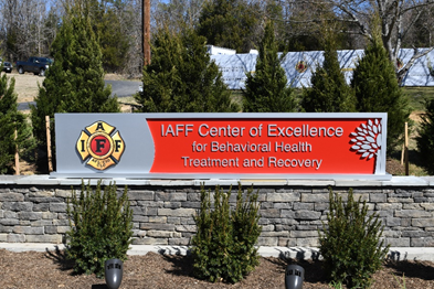 Entrance sign for the IAFF Center of Excellence