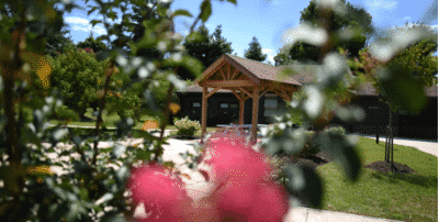 Picture of flowers and gazebo at IAFF